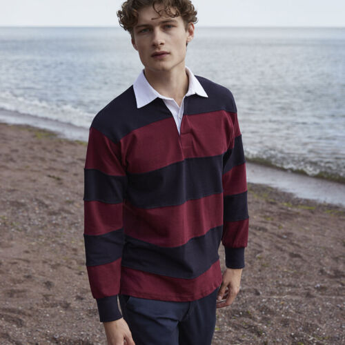 Sewn stripe long sleeve rugby shirt Thumbnail