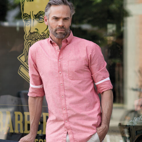 Russell Collection Tailored Long Sleeve Washed Oxford Shirt Thumbnail