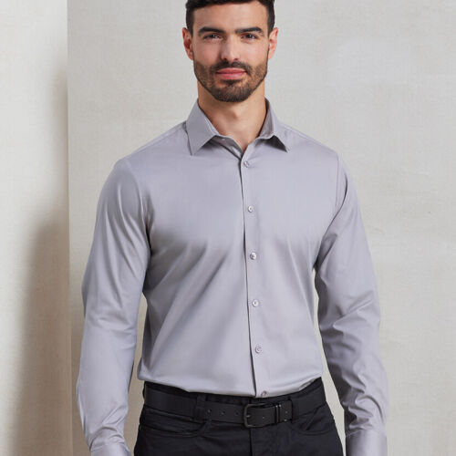 Stretch fit cotton poplin long sleeve shirt Thumbnail